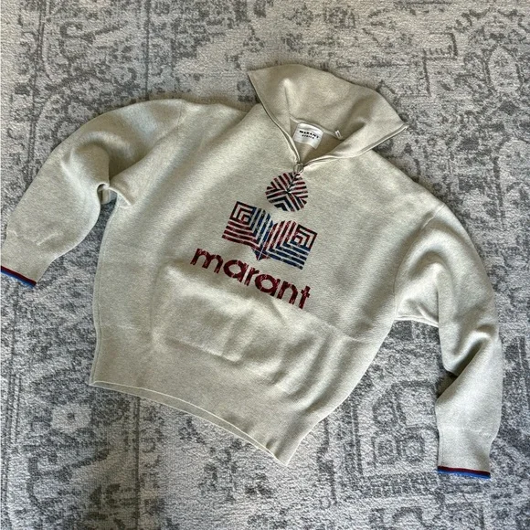 Isabel Marant Étoile Cream Zip-Up Sweater - Picture 2 of 8